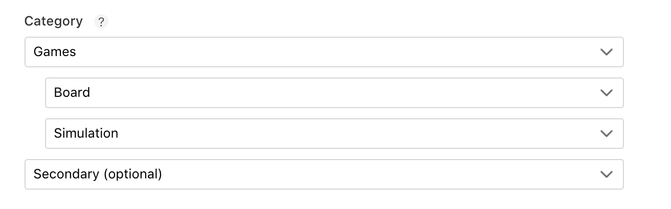 Interface for changing app category.